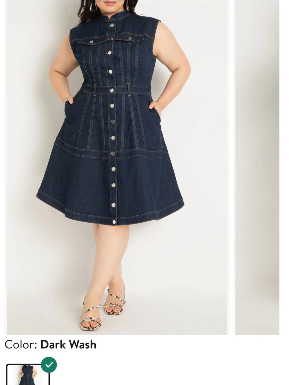 NWT EloQuii Women Fit and Flare Denim Dress